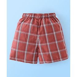 Babyhug Cotton Woven Elasticated Boxers with Checks & Stars Print Pack of 3 - Blue & Brown