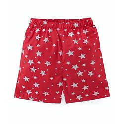 Babyhug Cotton Woven Elasticated Boxers with Stars Print Pack of 3 - Navy Blue & Red