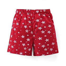 Babyhug Cotton Woven Elasticated Boxers with Stars Print Pack of 3 - Navy Blue & Red