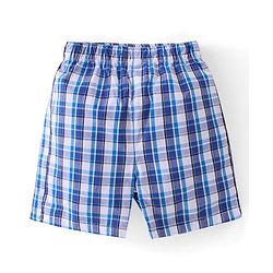 Babyhug Cotton Woven Boxers Checked & Star Print Pack of 3 - Navy Blue & Red