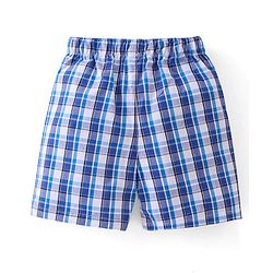 Babyhug Cotton Woven Boxers Checked & Star Print Pack of 3 - Navy Blue & Red