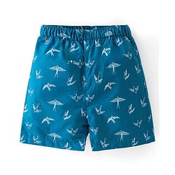 Babyhug Cotton Woven Boxers Checked & Star Print Pack of 3 - Navy Blue & Red