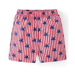 Babyhug Cotton Woven Boxers Checked & Star Print Pack of 3 - Navy Blue & Red