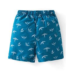 Babyhug Cotton Woven Boxers Checked & Star Print Pack of 3 - Navy Blue & Red