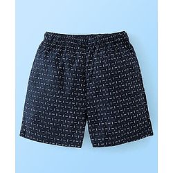 Babyhug Cotton Woven Knee Length Boxers Checks & Marine Life Print Pack of 3 - Maroon White & Black