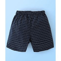 Babyhug Cotton Woven Knee Length Boxers Checks & Marine Life Print Pack of 3 - Maroon White & Black