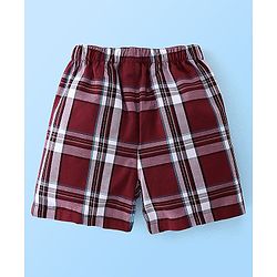 Babyhug Cotton Woven Knee Length Boxers Checks & Marine Life Print Pack of 3 - Maroon White & Black