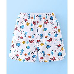 Babyhug Cotton Woven Knee Length Boxers Checks & Marine Life Print Pack of 3 - Maroon White & Black