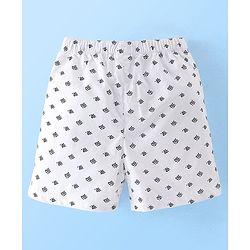 Babyhug Cotton Woven Knee Length Boxers Checks & Star Print Pack of 3 - Maroon White & Black