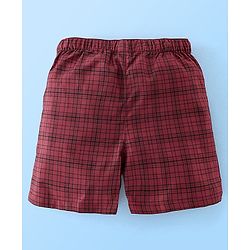 Babyhug Cotton Woven Knee Length Boxers Checks & Star Print Pack of 3 - Maroon White & Black