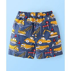 Babyhug Cotton Woven Boxers Print Lion & Text Print Pack of 3 - White & Blue