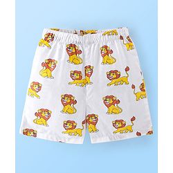 Babyhug Cotton Woven Boxers Print Lion & Text Print Pack of 3 - White & Blue