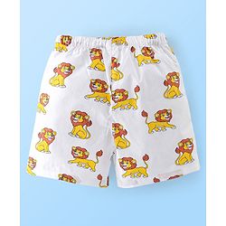 Babyhug Cotton Woven Boxers Print Lion & Text Print Pack of 3 - White & Blue