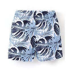 Babyhug Cotton Woven Boxers Camo & Leaf Print Pack Of 3- Blue & White