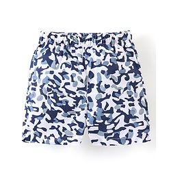 Babyhug Cotton Woven Boxers Camo & Leaf Print Pack Of 3- Blue & White