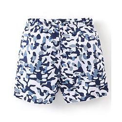 Babyhug Cotton Woven Boxers Camo & Leaf Print Pack Of 3- Blue & White