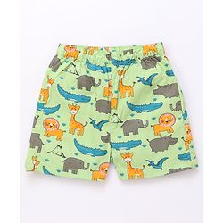 Babyhug Cotton Woven Regular Boxers Jungle Print Pack of 3 - Green & Blue
