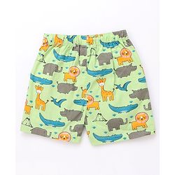 Babyhug Cotton Woven Regular Boxers Jungle Print Pack of 3 - Green & Blue