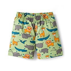 Babyhug Cotton Woven Regular Boxers Jungle Print Pack of 3 - Green & Blue