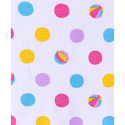 Babyhug 100% Cotton Sleeveless Cold Shoulder Top & Denim Shorts Ball Print - White & Blue