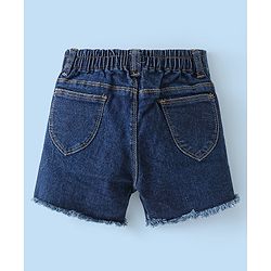 Babyhug 100% Cotton Knit Half Sleeves Top and Denim Shorts Set Floral Print - White & Blue