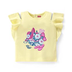 Babyhug 100% Cotton Knit Sleeveless Top and Denim Shorts Set Floral Print - Yellow & Blue