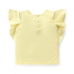 Babyhug 100% Cotton Knit Sleeveless Top and Denim Shorts Set Floral Print - Yellow & Blue