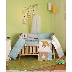 Babyhug Kelly Wooden Cot with Detachable Bassinet & Mosquito Net  Natural| Adjustable Height| Wheels for Easy Movement| Easy to Assemble| Foldable Side Rail| Foldable Table|  Storage Space