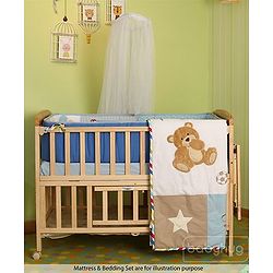 Babyhug Kelly Wooden Cot with Detachable Bassinet & Mosquito Net  Natural| Adjustable Height| Wheels for Easy Movement| Easy to Assemble| Foldable Side Rail| Foldable Table|  Storage Space