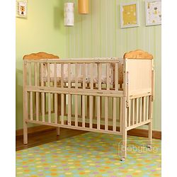 Babyhug Lily Wooden Cot with Detachable Bassinet & Side Shelf Light Brown/ Natural | Adjustable Height| Wheels for Easy Movement|Easy to Assemble| Mosquito Net|Foldable Side Rail|Extendable Head Board