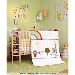 Babyhug Lily Wooden Cot with Detachable Bassinet & Side Shelf - Light Brown| Adjustable Height| Wheels for Easy Movement| Easy to Assemble| Mosquito Net| Foldable Side Rail|Extendable Head Board