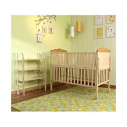 Babyhug Lily Wooden Cot with Detachable Bassinet & Side Shelf - Light Brown| Adjustable Height| Wheels for Easy Movement| Easy to Assemble| Mosquito Net| Foldable Side Rail|Extendable Head Board