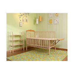 Babyhug Lily Wooden Cot with Detachable Bassinet & Side Shelf Light Brown/ Natural | Adjustable Height| Wheels for Easy Movement|Easy to Assemble| Mosquito Net|Foldable Side Rail|Extendable Head Board