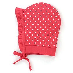 Babyhug 100% Cotton Tie Knot Caps Polka Dots & Butterfly Printed - White & Pink