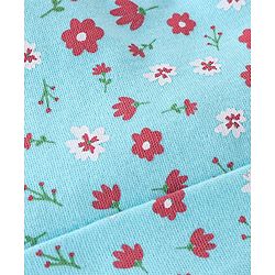 Babyhug 100% Cotton Knit Caps Floral & Polka Dot Print Pack of 2 Blue - Blue & Pink