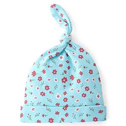 Babyhug 100% Cotton Knit Caps Floral & Polka Dot Print Pack of 2 Blue - Blue & Pink