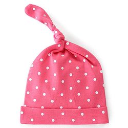 Babyhug 100% Cotton Knit Caps Floral & Polka Dot Print Pack of 2 Blue - Blue & Pink