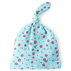 Babyhug 100% Cotton Knit Caps Floral & Polka Dot Print Pack of 2 Blue - Blue & Pink