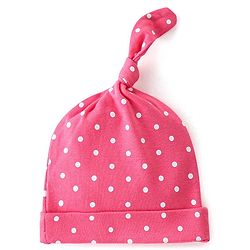 Babyhug 100% Cotton Knit Caps Floral & Polka Dot Print Pack of 2 Blue - Blue & Pink