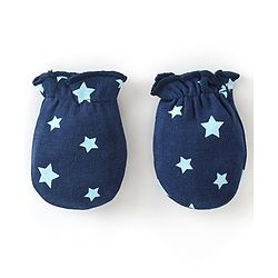Babyhug 100% Cotton Knit Stars & Teddy Printed Mittens Pack of 3 - Yellow & Blue