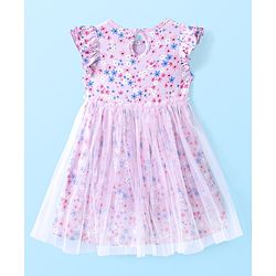 Babyhug 100% Cotton Knit Frill Sleeves Floral Printed Frock with Bloomer & Headband - Lilac