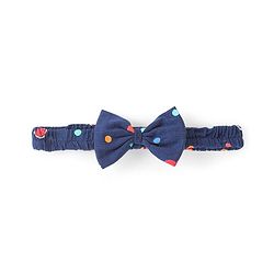 Babyhug 100% Cotton Knitted Frill Sleeves Frock With Bloomer & Headband Strawberry Printed - Navy