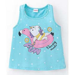 Babyhug 100% Cotton Sleeveless Top and Shorts Set Vacay Print - Blue & Pink