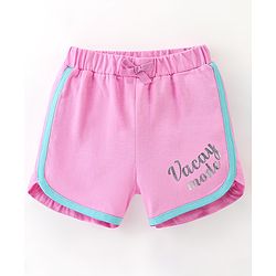 Babyhug 100% Cotton Sleeveless Top and Shorts Set Vacay Print - Blue & Pink
