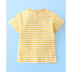 Babyhug 100% Cotton Knit Half Sleeves Front Open Jhablas Stripes & Lion Print Pack of 2 - Yellow & Green