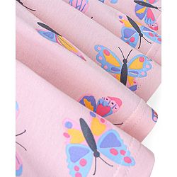 Babyhug 100% Cotton Knit Singlet Sleeves Butterfly Print Frock - Pink