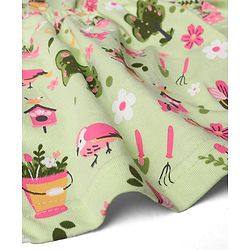 Babyhug 100% Cotton Knitted Floral Printed Frock with Half Sleeves Inner Tee - Green