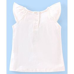 Babyhug 100% Cotton Knit Cap Sleeves Top & Skirt Set with Bow Applique Fruit Basket Print - White & Yellow