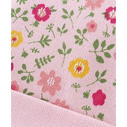 Babyhug 100% Cotton Cap Mittens And Booties Floral Print - Pink