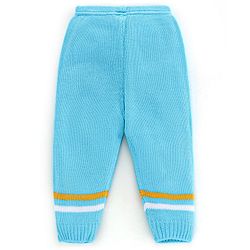 Babyhug Knit Full Sleeves Sweater Set Striped Design - Aqua Blue